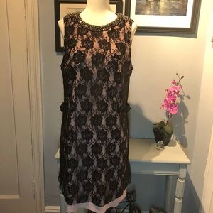 Diesel Black & Pink Lace Embellished Dress